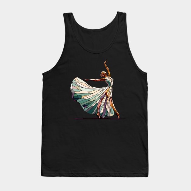 Beautiful ballerina in a white dress dancing, ballet dance, mosaic glass geometric Tank Top by Nora Liak